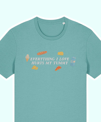 Everything I Love Hurts My Tummy embroidered t-shirt