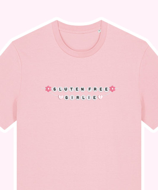 Gluten Free Girlie Friendship Bracelet embroidered t-shirt - Tired Girl Apparel