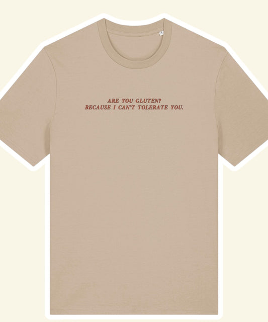 Are You Gluten? embroidered t-shirt - Tired Girl Apparel