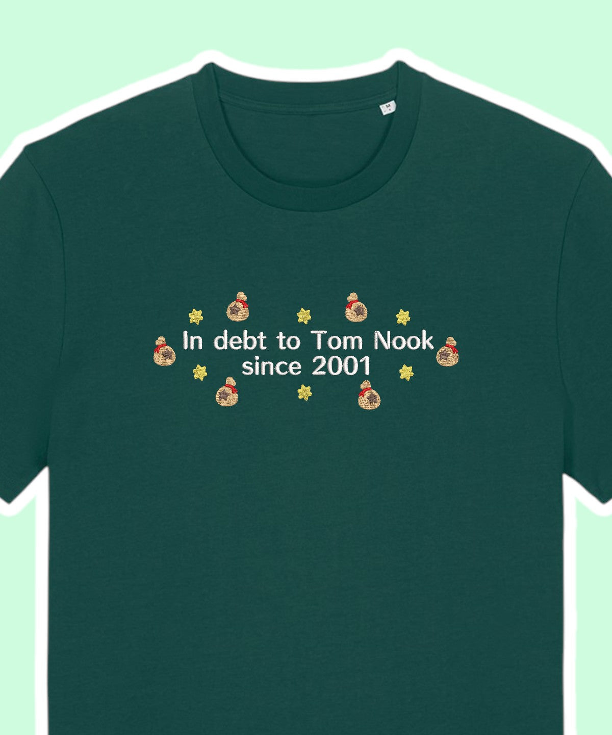In Debt To Tom Nook Since 2001 embroidered t-shirt