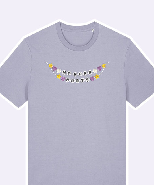 My Head Hurts Friendship Bracelet embroidered t-shirt - Tired Girl Apparel