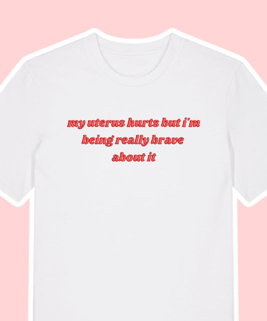 My Uterus Hurts embroidered t-shirt - Tired Girl Apparel