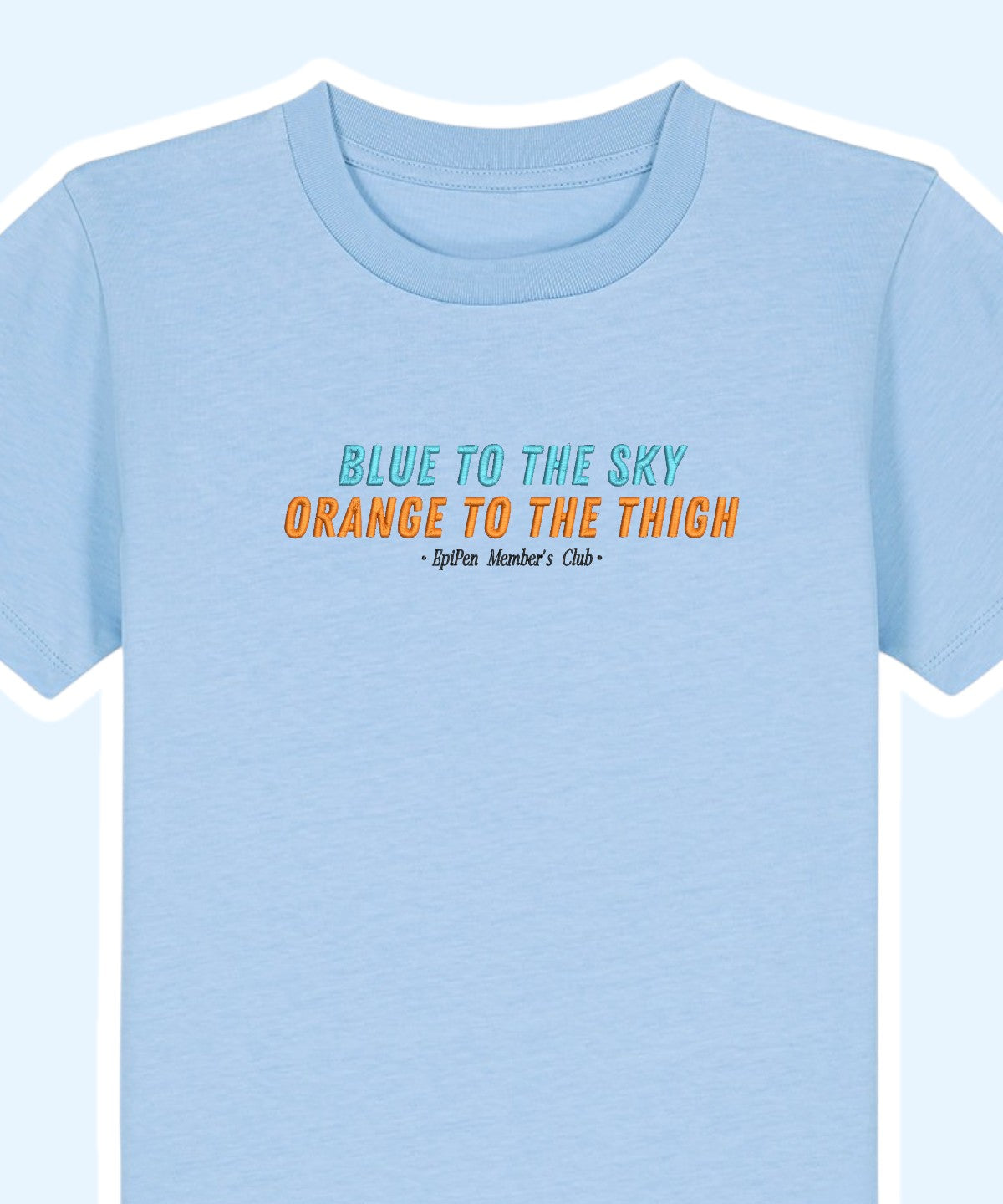 Blue To The Sky, Orange To The Thigh embroidered t-shirt