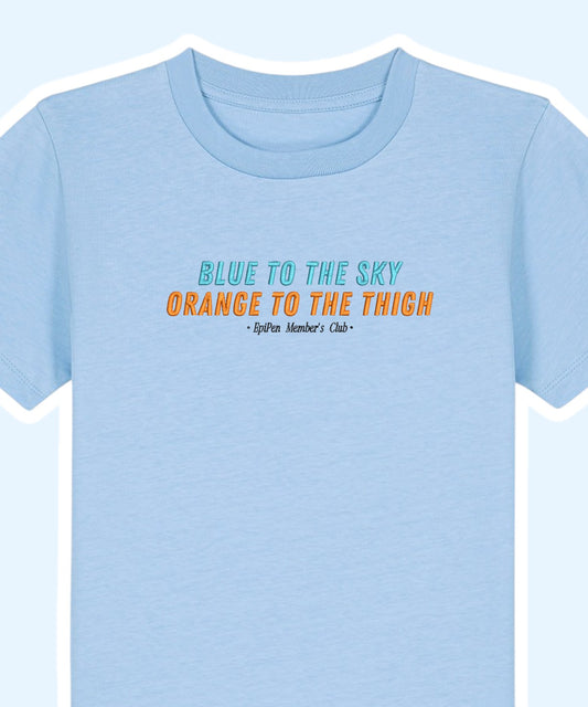 Blue To The Sky, Orange To The Thigh embroidered t-shirt - Tired Girl Apparel