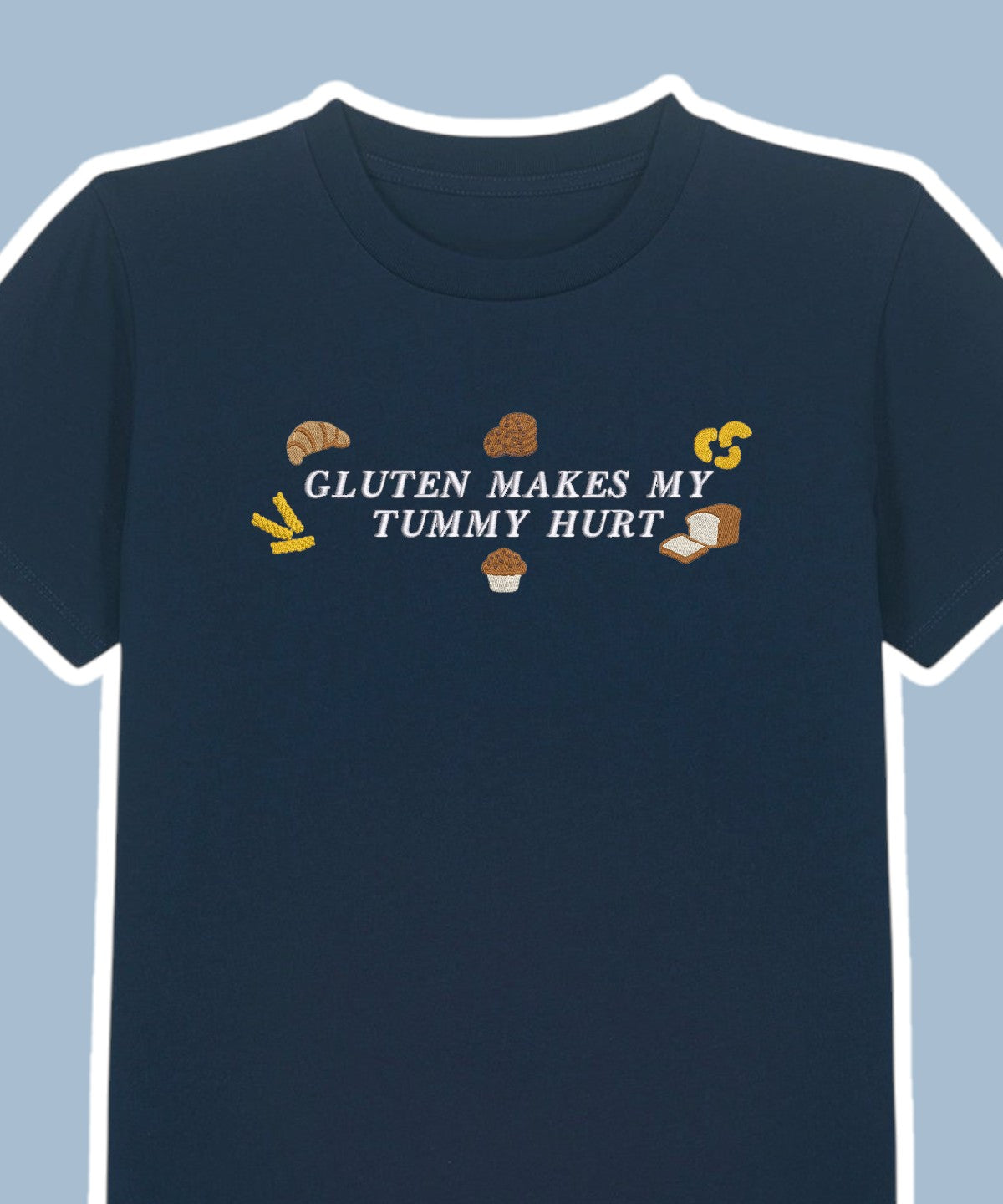 Gluten Hurts My Tummy embroidered t-shirt