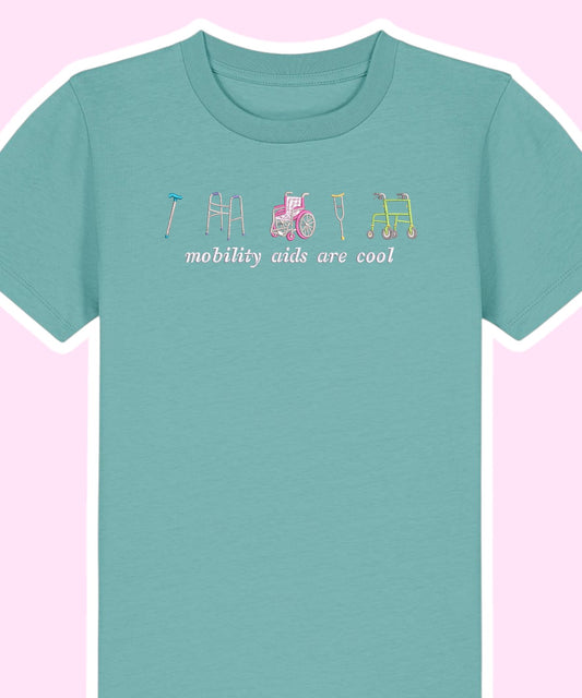 Mobility Aids Are Cool embroidered t-shirt - Tired Girl Apparel