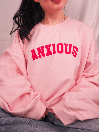 Anxious embroidered crewneck sweatshirt - Tired Girl Apparel