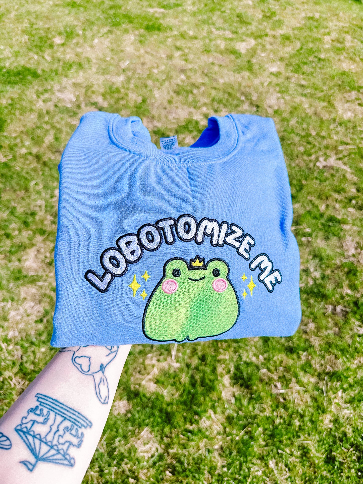 Lobotomize me embroidered crewneck sweatshirt
