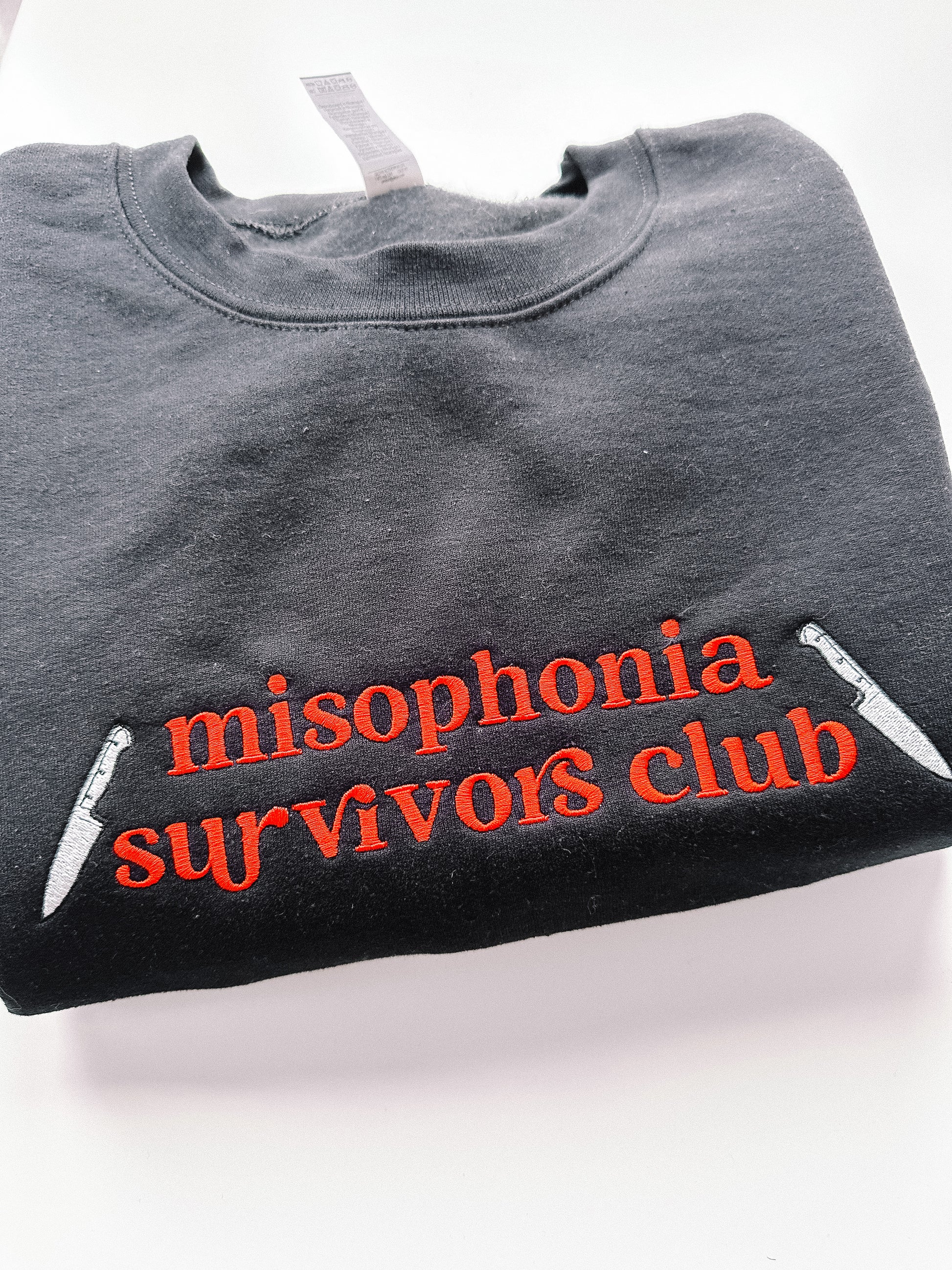 Misophonia Survivor's Club embroidered crewneck - Tired Girl Apparel