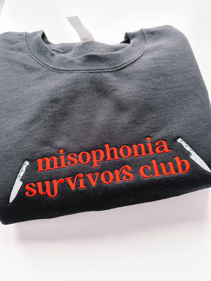 Misophonia Survivor's Club embroidered crewneck - Tired Girl Apparel