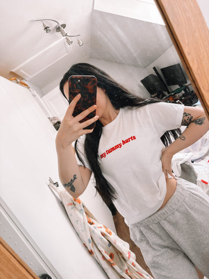 My Tummy Hurts embroidered baby tee