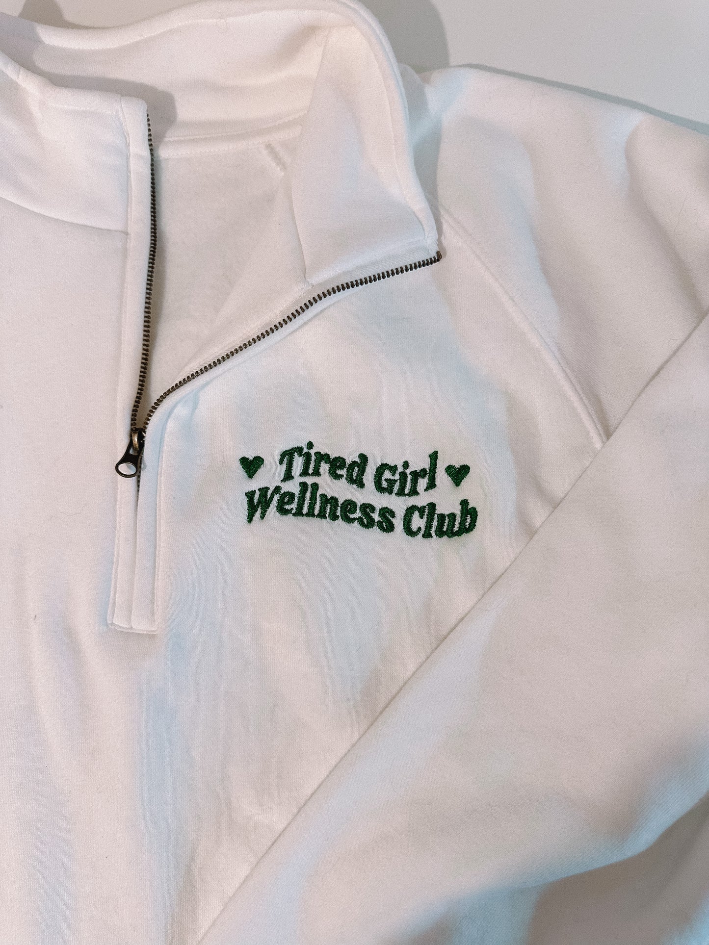 Tired Girl Wellness Club zip neck sweatshirt - Tired Girl Apparel