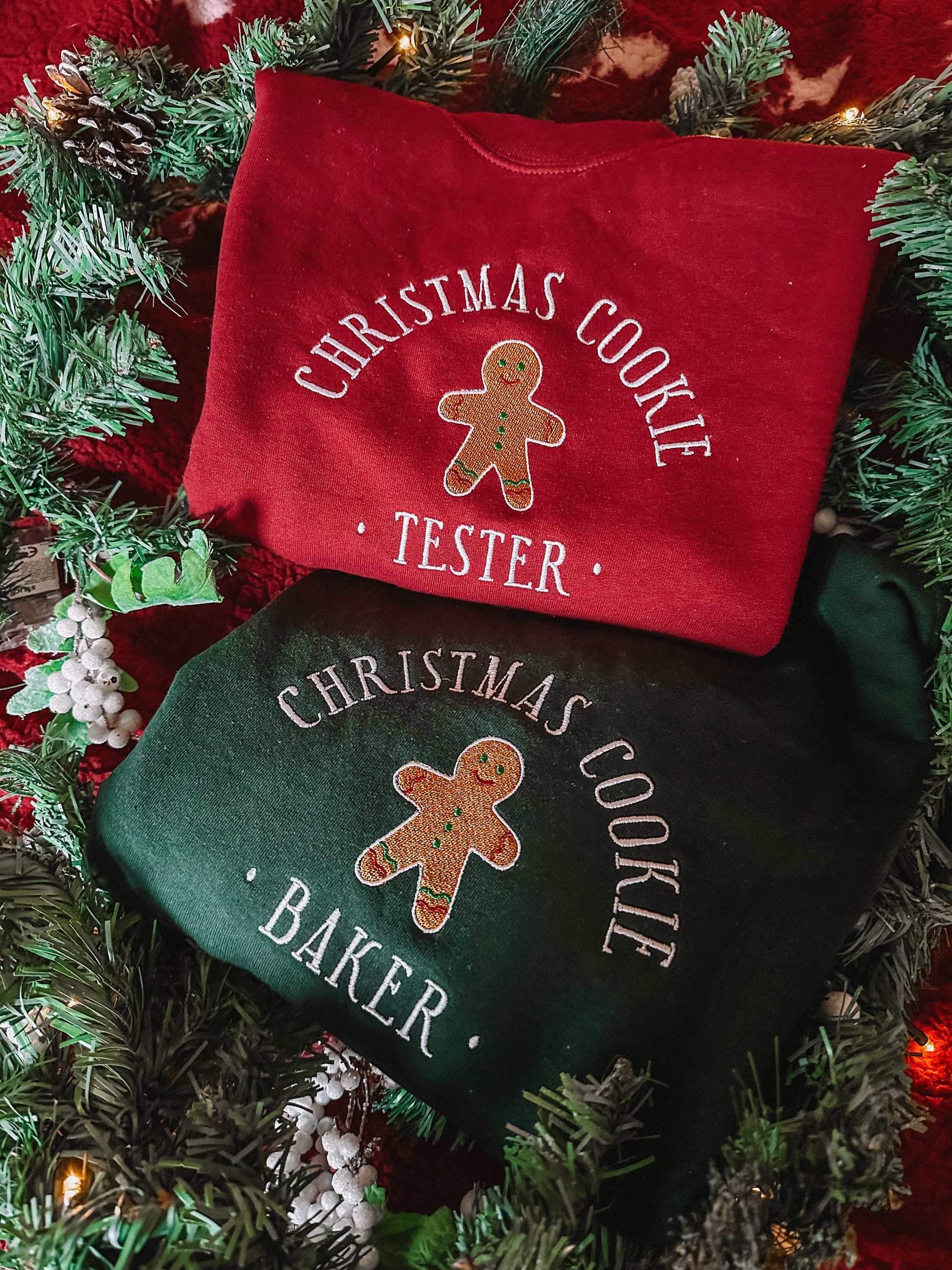 Christmas Cookie Baker/Tester embroidered crewneck sweatshirts - Tired Girl Apparel