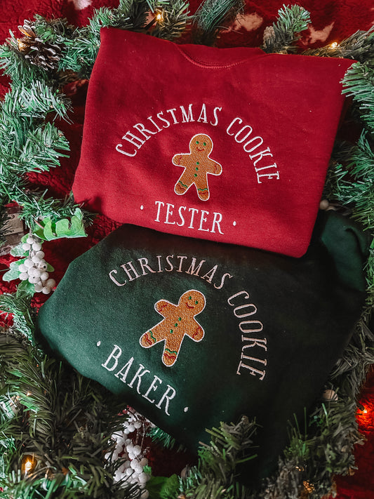 Christmas Cookie Baker/Tester embroidered crewneck sweatshirts - Tired Girl Apparel