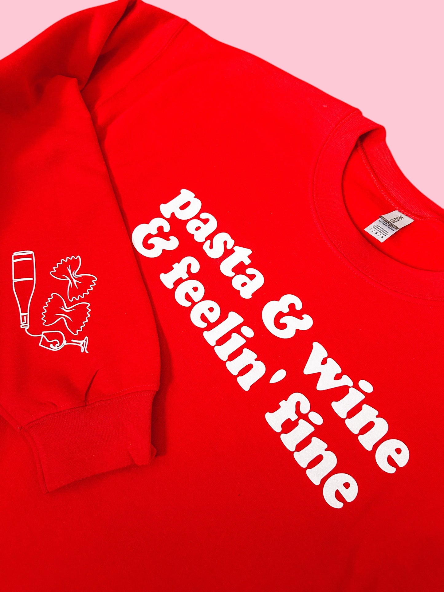 Pasta & Wine printed sweatshirt with sleeve detail - Tired Girl Apparel