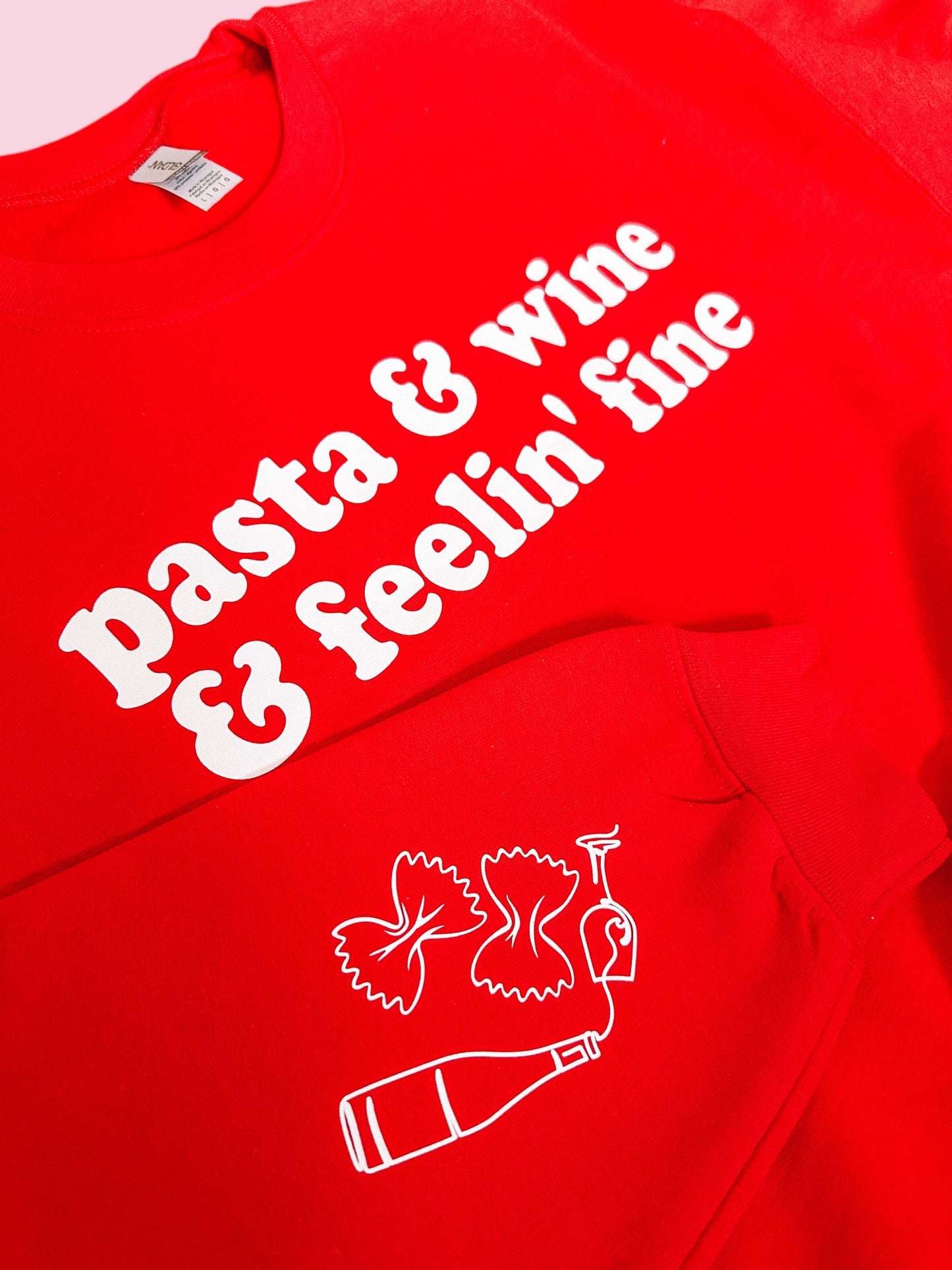 Pasta & Wine printed sweatshirt with sleeve detail - Tired Girl Apparel