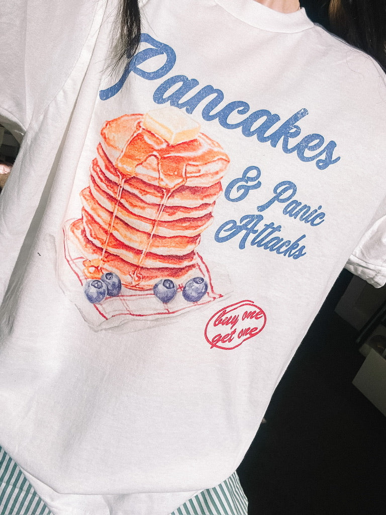 Pancakes & Panic Attacks printed tee - Tired Girl Apparel