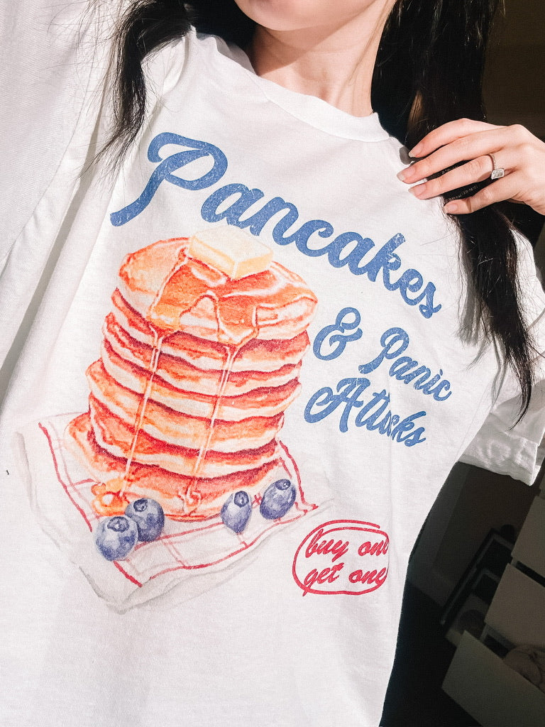 Pancakes & Panic Attacks printed tee - Tired Girl Apparel