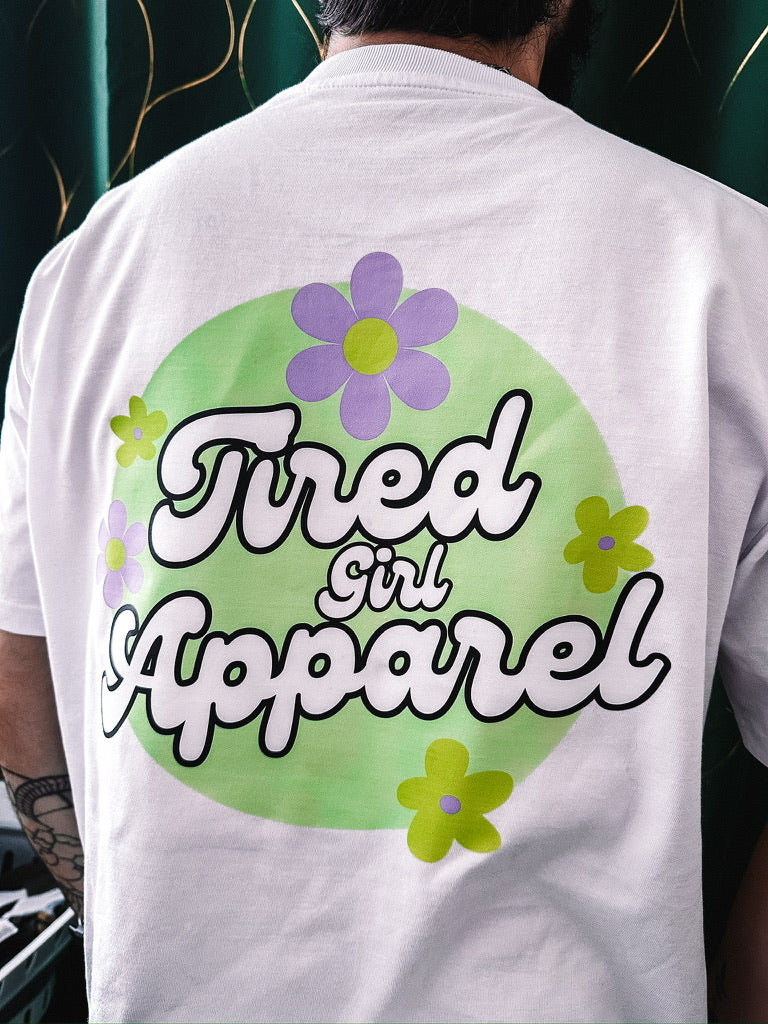 Tired Girl Apparel Floral Logo printed tee - Tired Girl Apparel