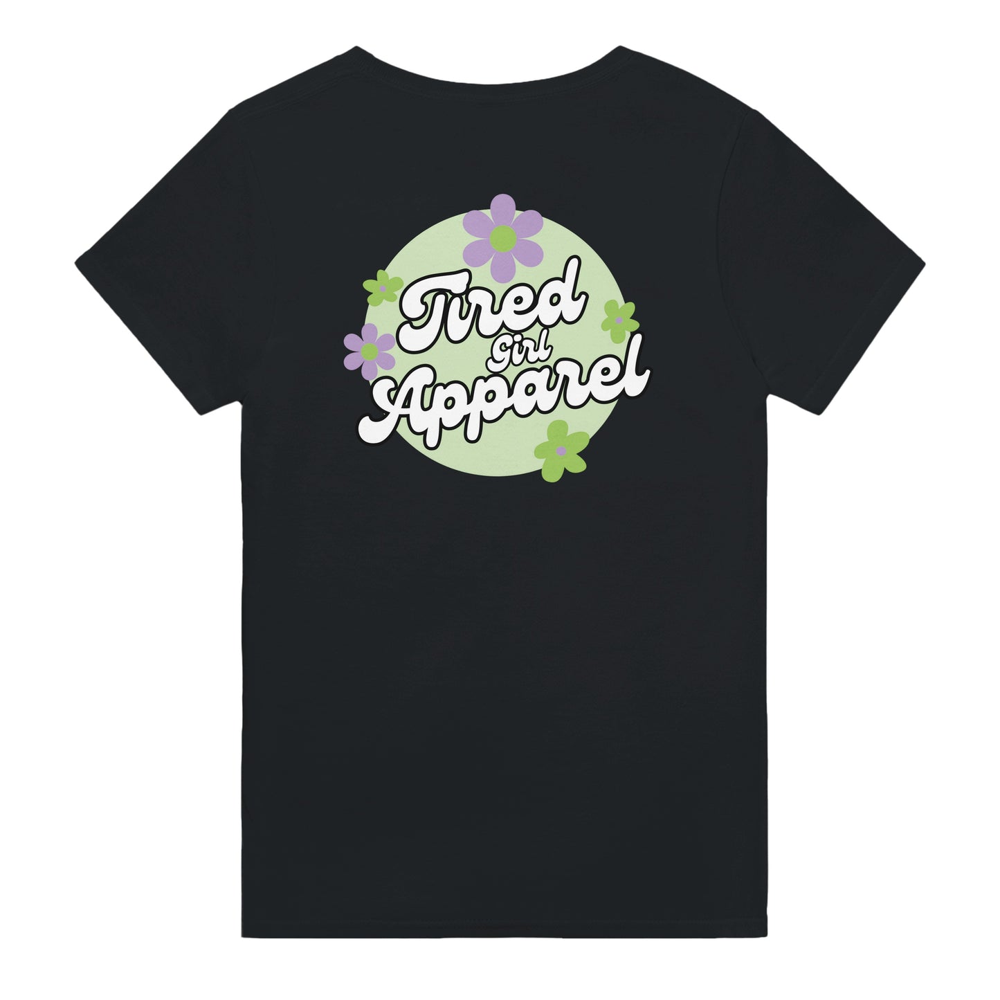 Tired Girl Apparel Floral Logo printed tee - Tired Girl Apparel
