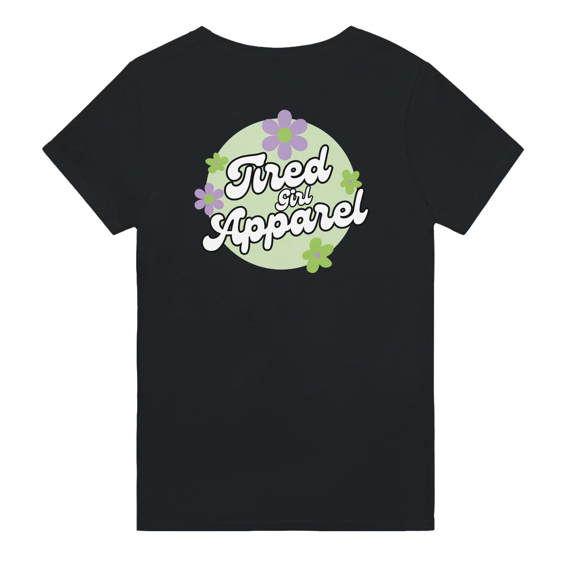 Tired Girl Apparel Floral Logo printed tee - Tired Girl Apparel