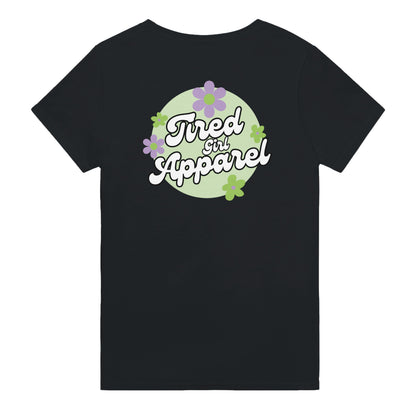 Tired Girl Apparel Floral Logo printed tee - Tired Girl Apparel