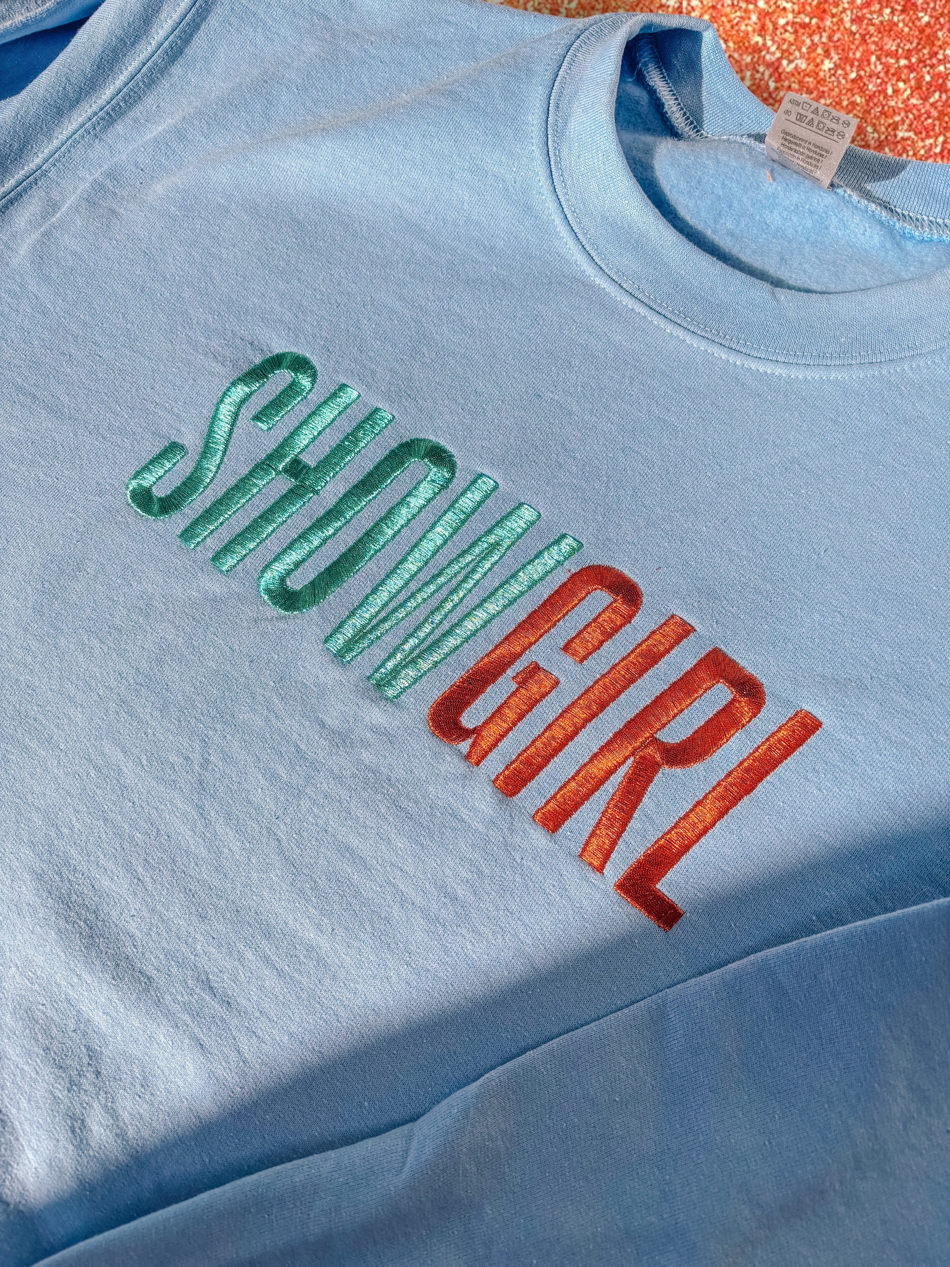 SHOWGIRL embroidered crewneck sweatshirt - Tired Girl Apparel