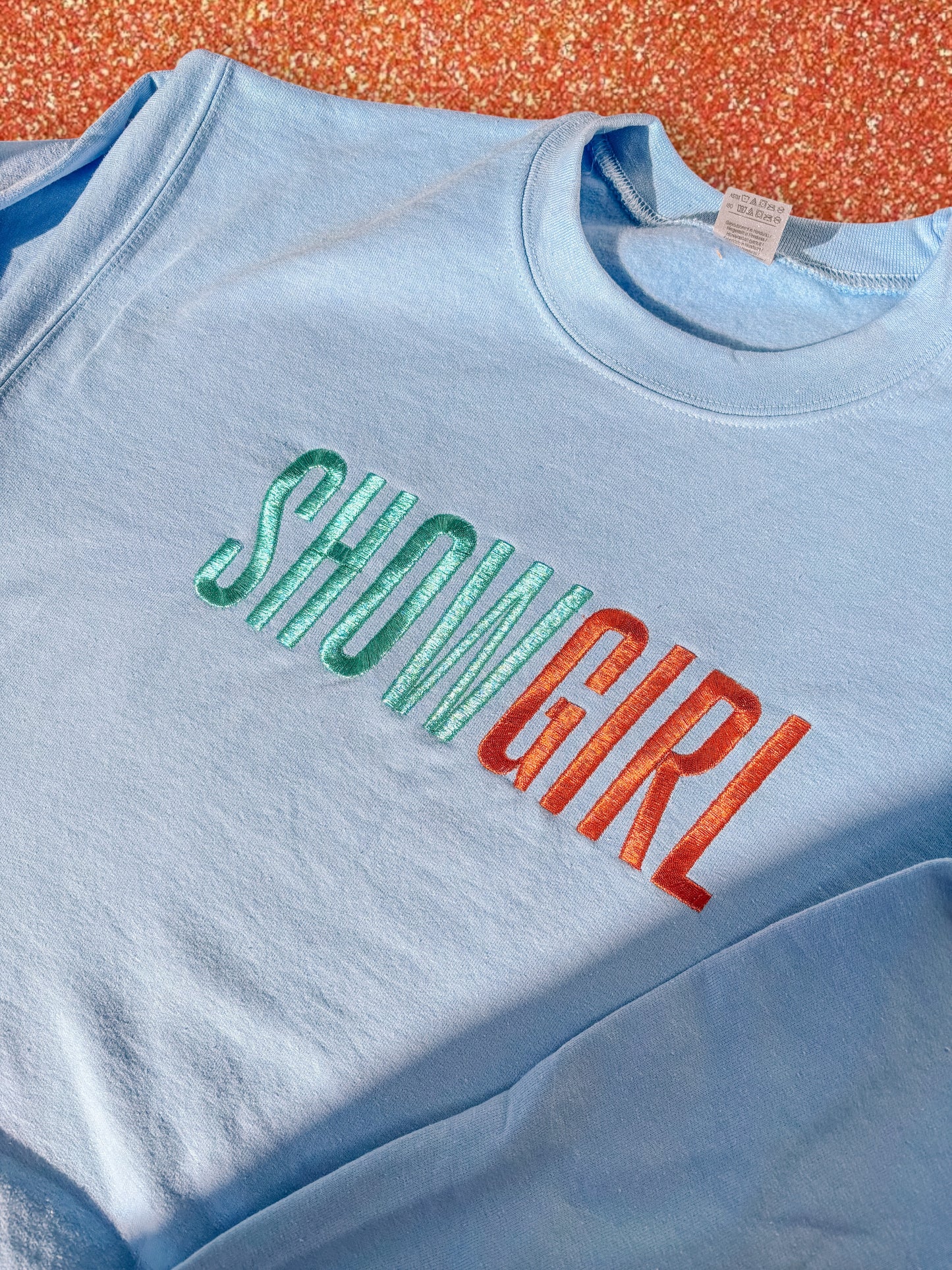 SHOWGIRL embroidered crewneck sweatshirt - Tired Girl Apparel