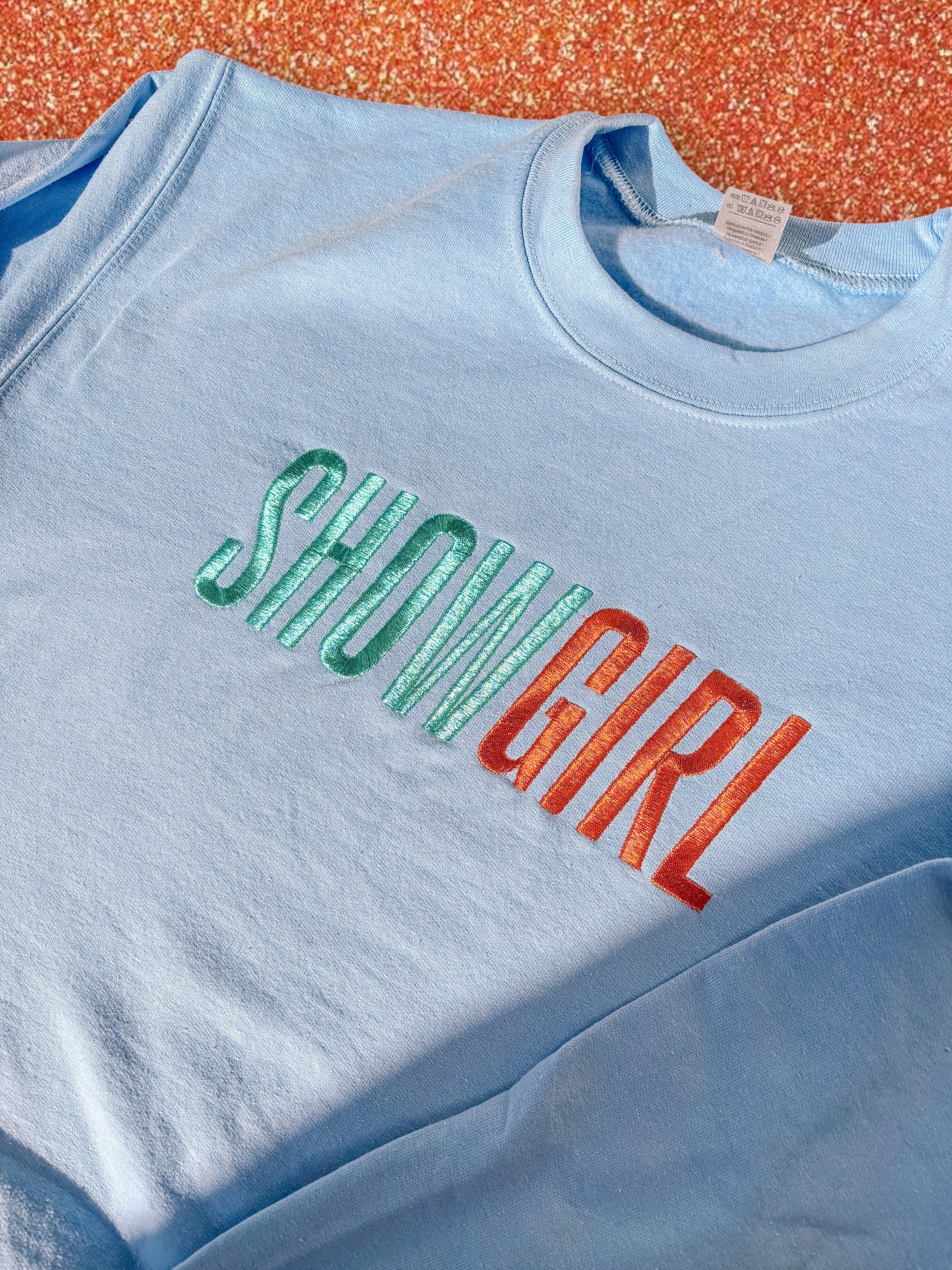 SHOWGIRL embroidered crewneck sweatshirt - Tired Girl Apparel