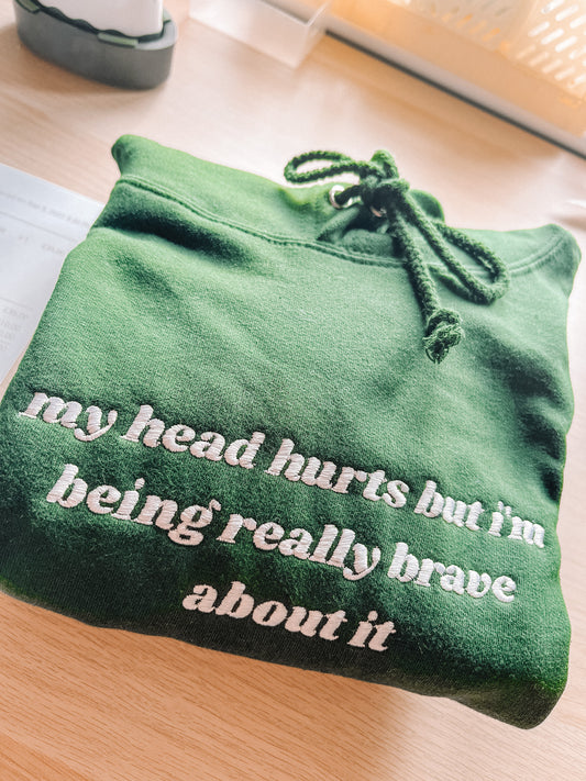 My Head Hurts embroidered hooded sweatshirt - Tired Girl Apparel
